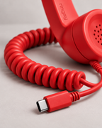 Close-up of Ringsy coiled cord and USB-C plug
